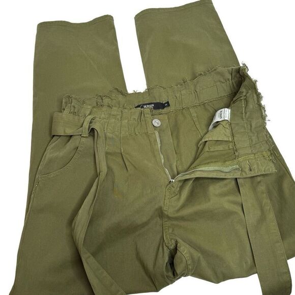 Hudson remi high rise paperbag straight leg pants in olive green size 30 - Picture 14 of 16